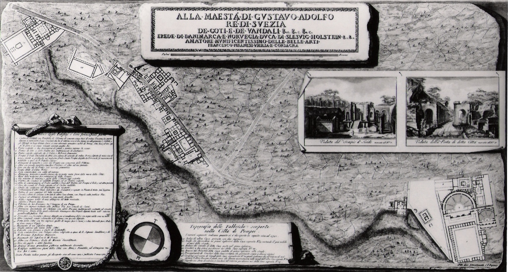vedute di Pompei: frontespizio con dedica al re Gustavo Adolfo di Svezia (stampa) di Piranesi Giovanni Battista (prima metà sec. XX)