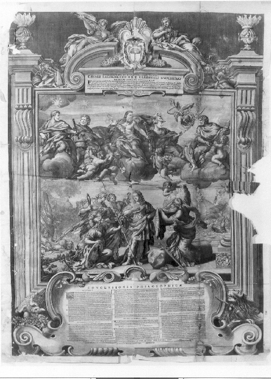 Contesa tra Minerva e Nettuno (stampa smarginata, stampa composita) - ambito italiano (sec. XVII)