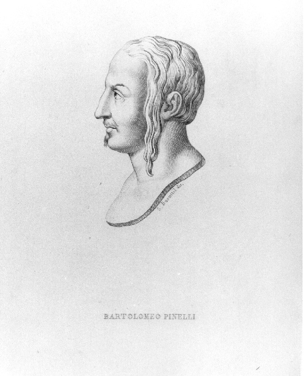 Ritratto di Bartolomeo Pinelli (stampa smarginata, serie) di Busuttil Salvatore - ambito romano (sec. XIX)