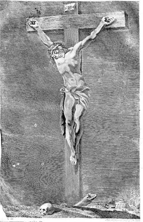 Cristo crocifisso dolente (stampa) di Grandi Carlo (sec. XVIII)