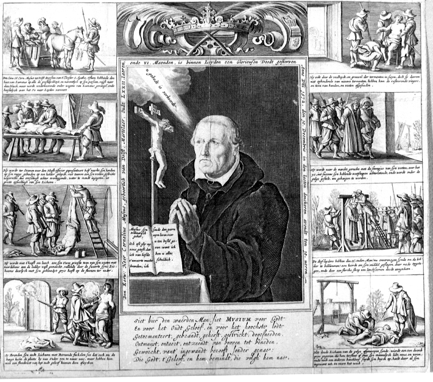 ritratto di Musius Cornelis ed episodi della sua vita (stampa) - ambito tedesco (sec. XVI)