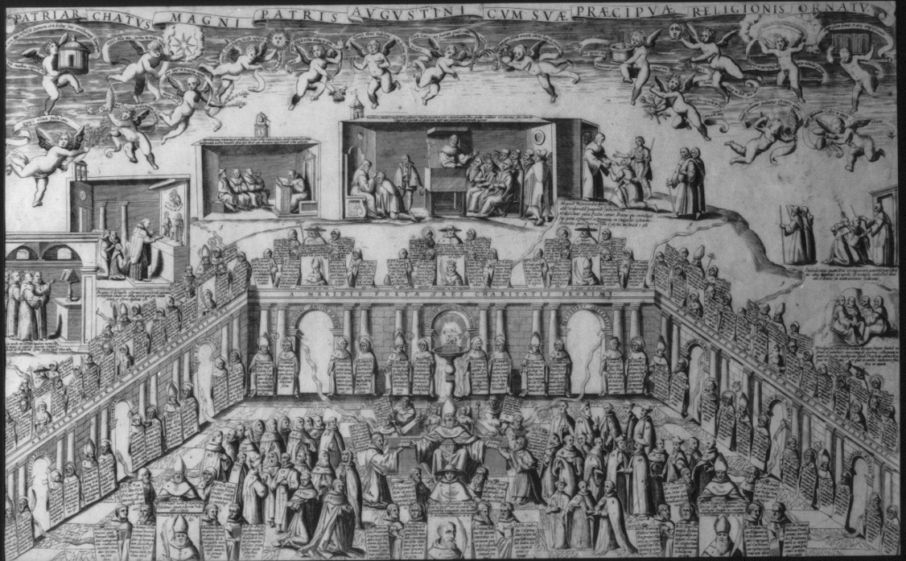 Famiglia agostiniana (stampa) - ambito romano (fine/inizio secc. XVII/ XVIII)