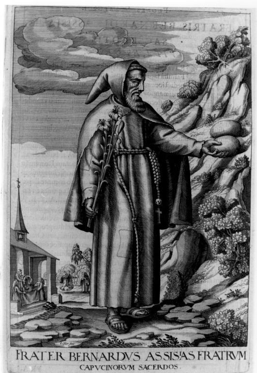 frate Bernardo d'Assisi (stampa) di Schott Johann, Loffler Johann Eckhard, Loffler Heinrich (sec. XVII)