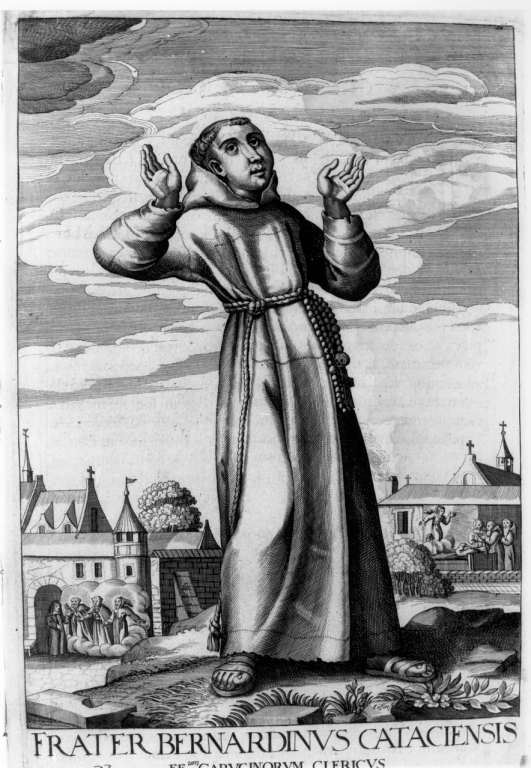 frate Bernardino da Catanzaro (stampa) di Loffler Heinrich, Schott Johann, Loffler Johann Eckhard (sec. XVII)