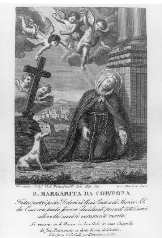 estasi di Santa Margherita da Cortona (stampa) di Petrini Giovanni (sec. XIX)