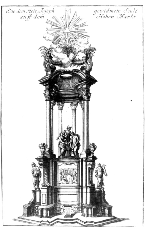 monumento con le nozze di San Giuseppe e Maria Vergine (stampa) - AMBITO VIENNESE (seconda metà sec. XVII)