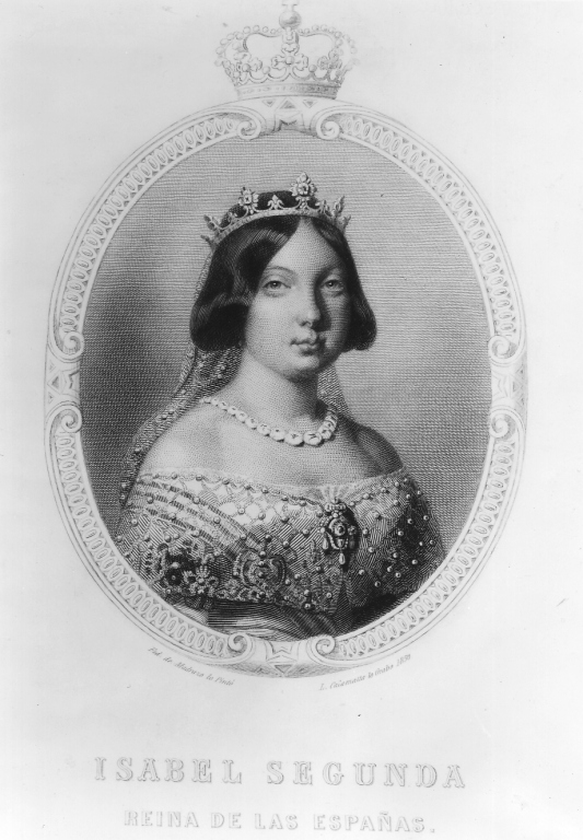 ritratto di Isabella II di Spagna (stampa) di Calamatta Luigi (sec. XIX)