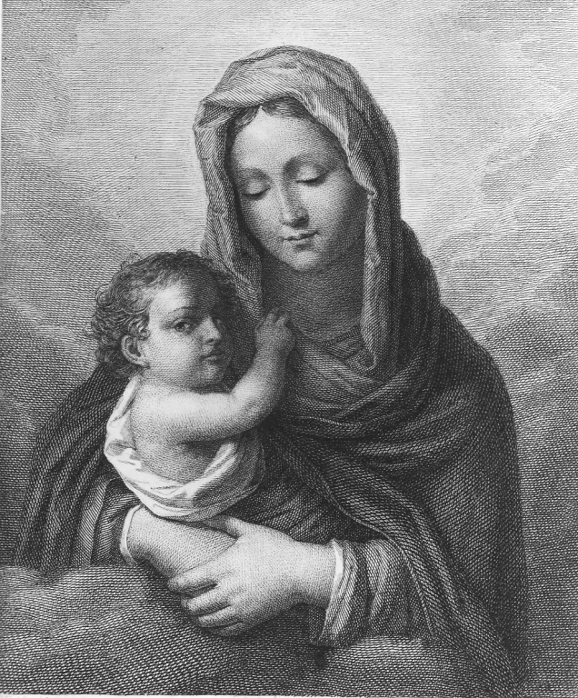 Madonna con Bambino (stampa) di Calamatta Luigi (sec. XIX)