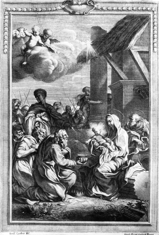 adorazione dei re Magi (stampa) di Picart Etienne, Courtois Jacques detto Borgognone (sec. XVII)