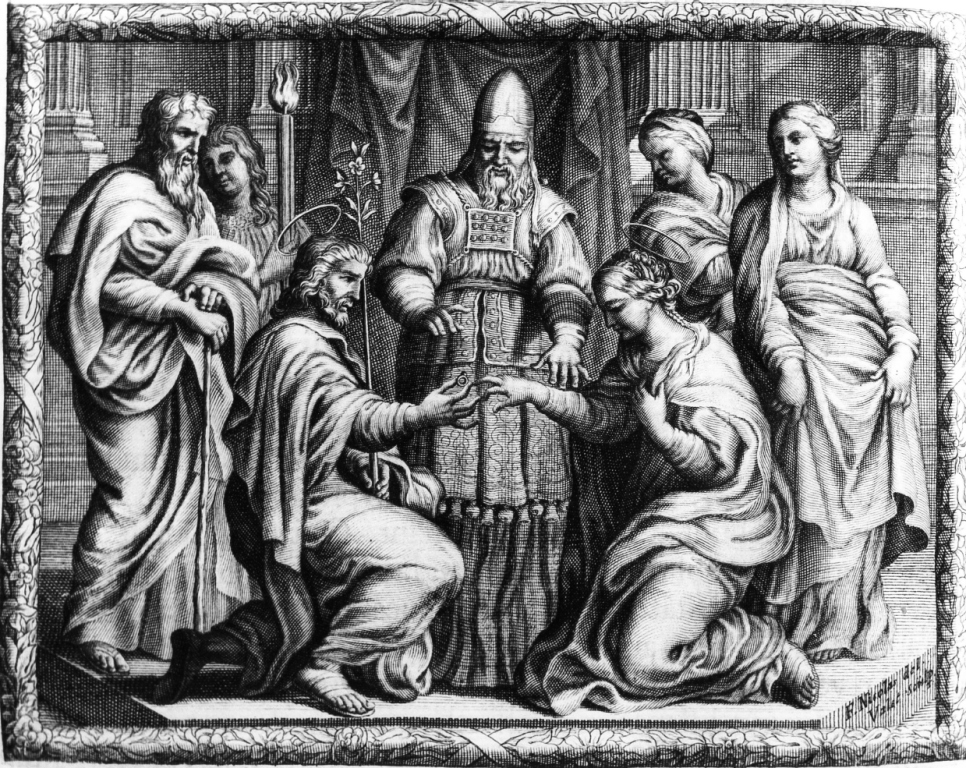 sposalizio della Vergine (stampa) di De Bar Nicolas (sec. XVII)