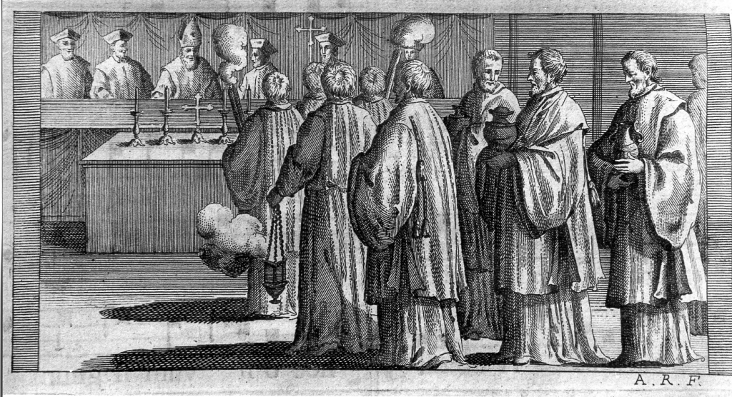 festa dell'Eucarestia (stampa) di Rossi Andrea (sec. XVIII)