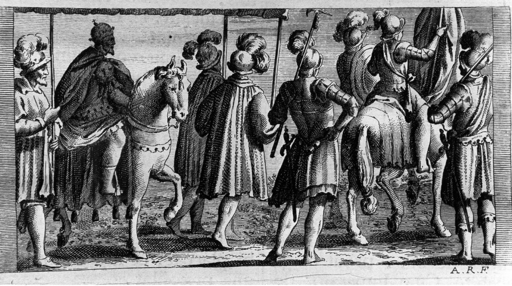 istruzioni sul modo di ricevere l'imperatore in processione (stampa) di Rossi Andrea (sec. XVIII)