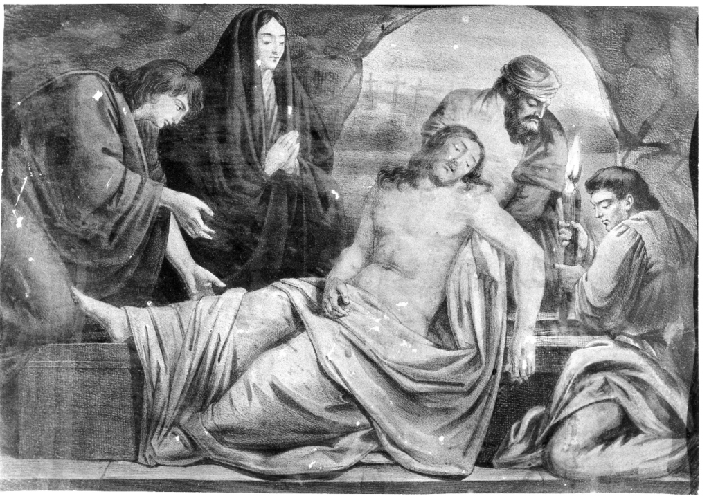 stazione XIV: Gesù deposto nel sepolcro (stampa) - ambito romano (prima metà sec. XIX)