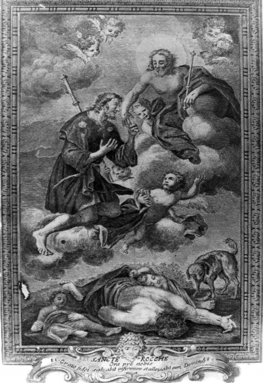 gloria di San Rocco (stampa smarginata) di Brandi Giacinto (prima metà sec. XVIII)