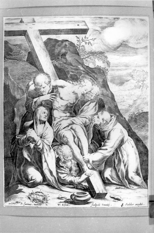 deposizione di Cristo dalla croce (stampa) di Kilian Wolfgang (sec. XVII)