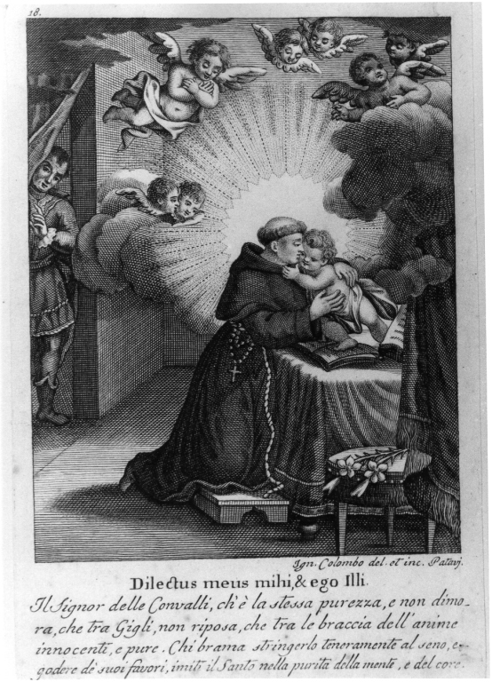 episodi della vita di Sant'Antonio da Padova (stampa smarginata) di Colombo Ignazio (sec. XIX)