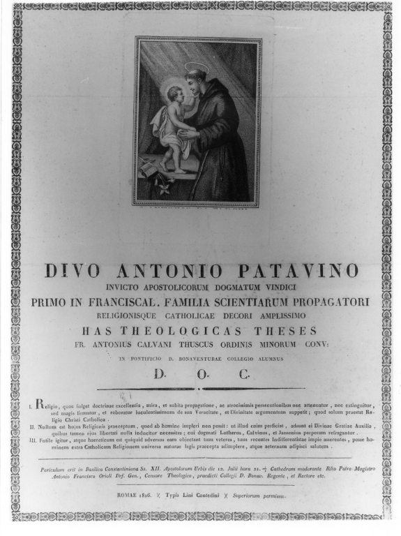 Sant'Antonio da Padova con il bambino (stampa) - ambito italiano (sec. XIX)