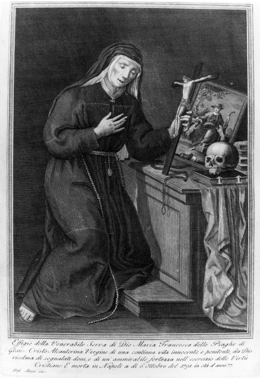 Suor Maria Francesca delle piaghe di Gesù Cristo (stampa) di Aloja Raffaele (sec. XVIII)