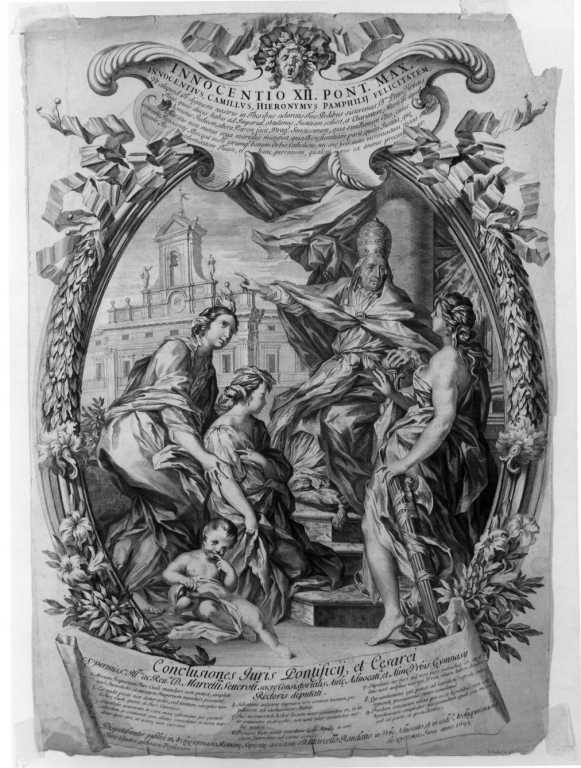 CONCLUSIONES IURIS PONTIFICIJ, ET CESAREI, Tesi (stampa smarginata) di Van Audenaerd Robert (sec. XVII)