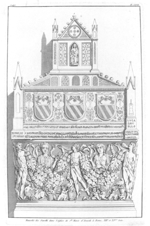 Mausoleé des Savelli dans l'eglise de S.te Marie (...), Monumento funebre dei Savelli nella chiesa di Santa Mariain Aracoeli (stampa) - ambito francese (sec. XIX)