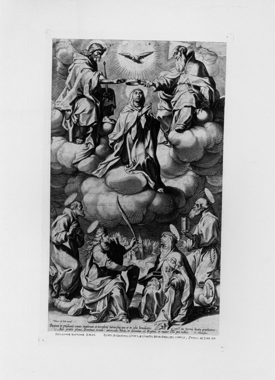 Madonna in gloria tra Santi (stampa) di De Jode Peeter (attribuito) (sec. XVII)