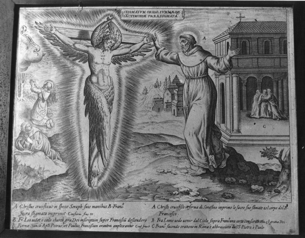 San Francesco d'Assisi riceve le stimmate (stampa) di Losi Carlo - ambito laziale, ambito laziale (fine/inizio secc. XVI/ XVII, sec. XVIII)
