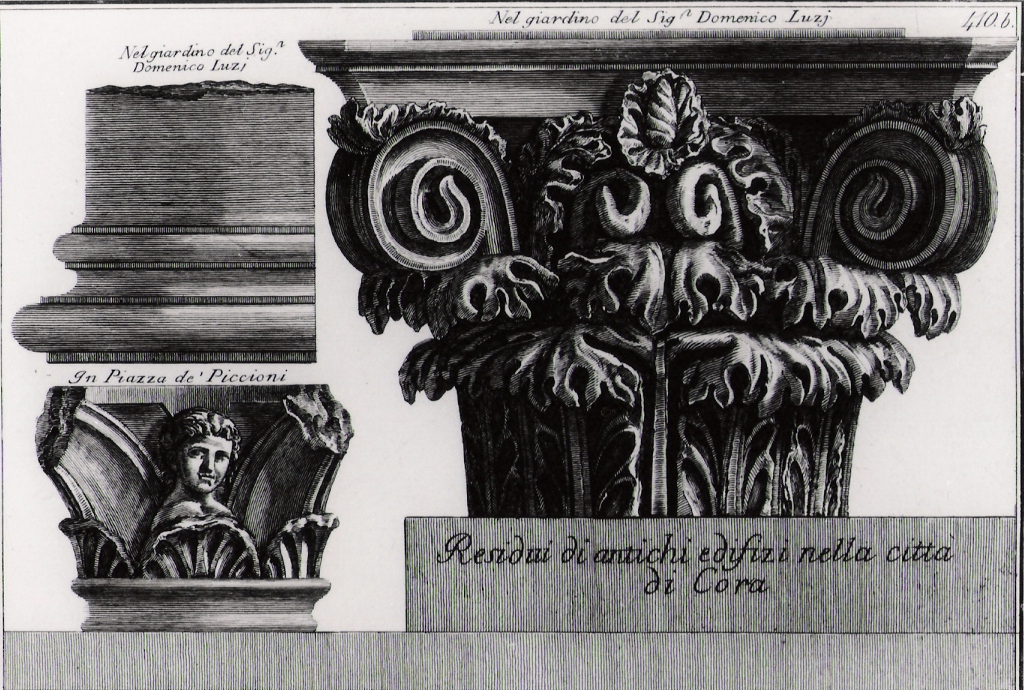 resti di antichi edifici nella città di Cori (stampa) di Piranesi Giovanni Battista (prima metà sec. XX)