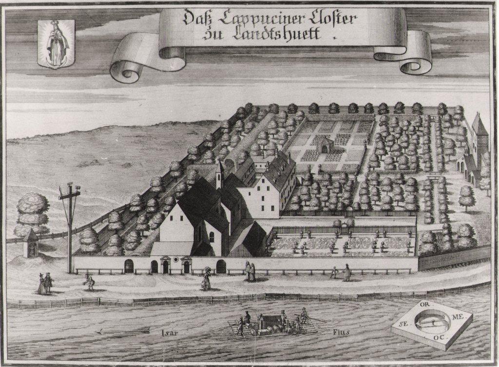 das cappuciner closter.., veduta del convento cappuccino a Landtshvett (stampa) - ambito tedesco (prima metà sec. XVIII)