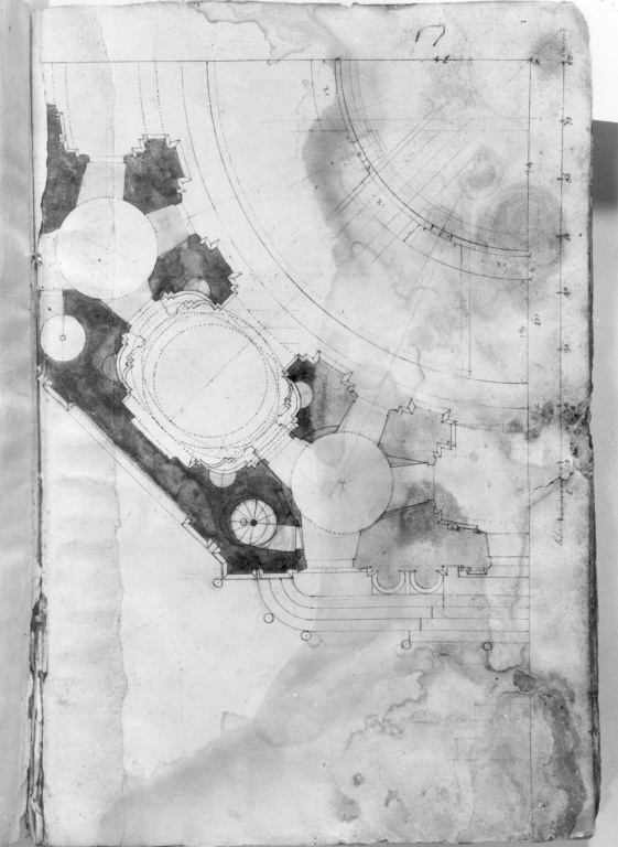 pianta d'altare e spazi limitrofi (disegno) di Derizet Antoine (sec. XVIII)