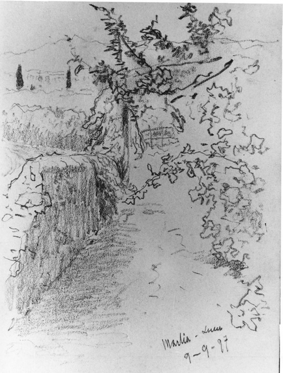 viottolo di campagna (disegno) di Joris Pio (sec. XIX)