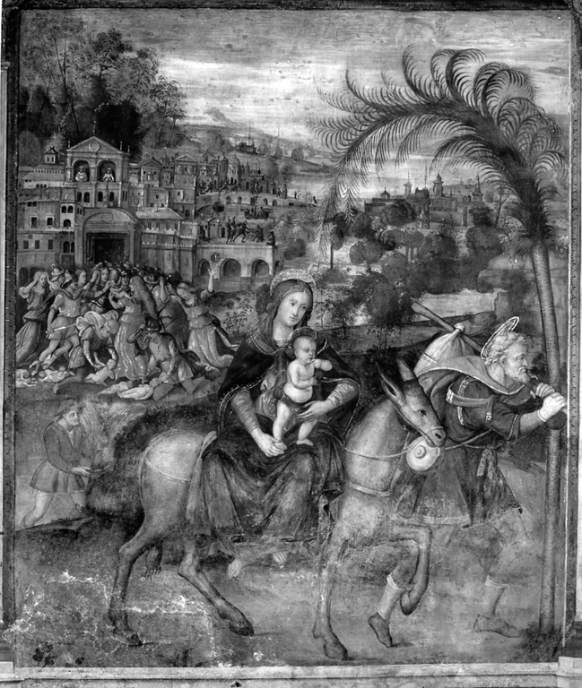 fuga in Egitto (dipinto) di Peruzzi Baldassarre (e aiuti) (sec. XVI)
