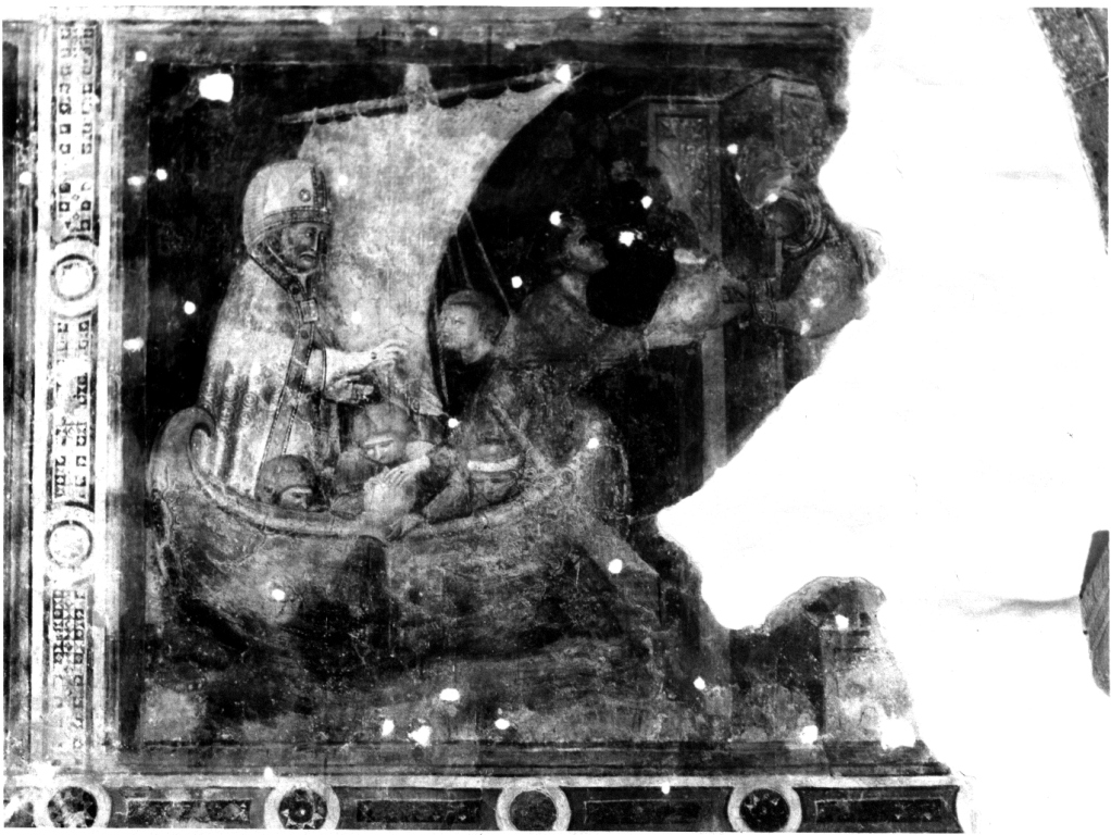 San Nicola di Bari placa la tempesta (dipinto, elemento d'insieme) - ambito tosco-romano (inizio sec. XIV)