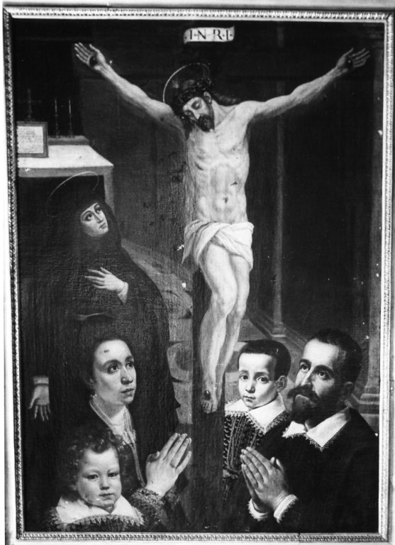 crocifissione con committenti (dipinto) di Pulzone Scipione (cerchia) (sec. XVII)