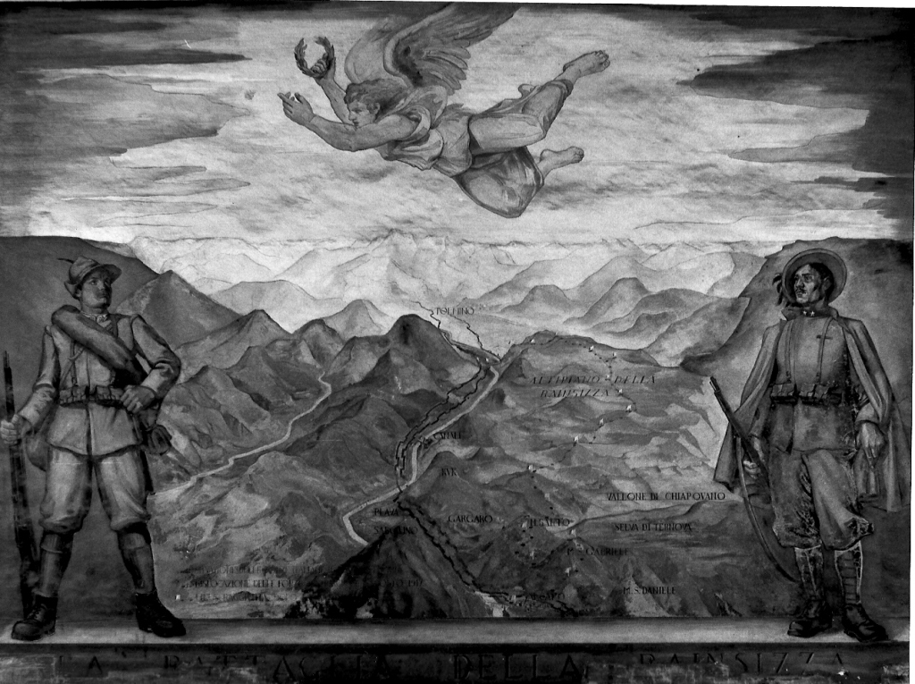 battaglia della Bainsizza, carta geografica dell'altipiano della Bainsizza (dipinto) di Oppo Cipriano Efisio (sec. XX)