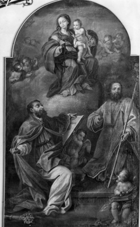 Madonna della Cintola con San Nicola da Tolentino e Sant'Agostino (dipinto) di Persico Paolo (sec. XVIII)