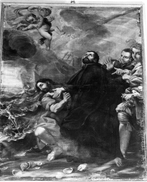 San Francesco Saverio placa la tempesta (dipinto) - ambito laziale (sec. XVIII)