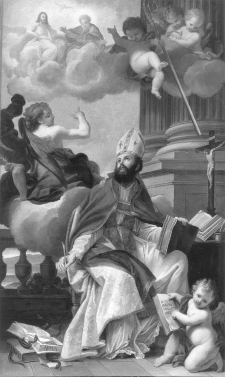 Sant'Agostino medita sul mistero della Trinità (dipinto) di Gimignani Giacinto (attribuito) (sec. XVII)