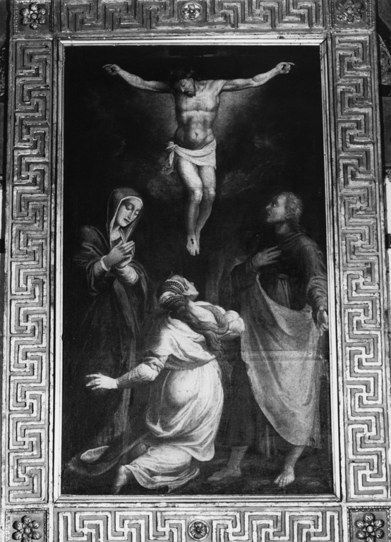 Cristo crocifisso con la Madonna, Santa Maria Maddalena e San Giovanni (dipinto) - ambito romano (prima metà sec. XVII)