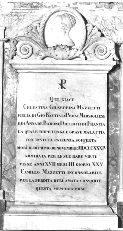 ritratto di Celestina Giuseppina Mazzetti (rilievo) - ambito romano (sec. XIX)