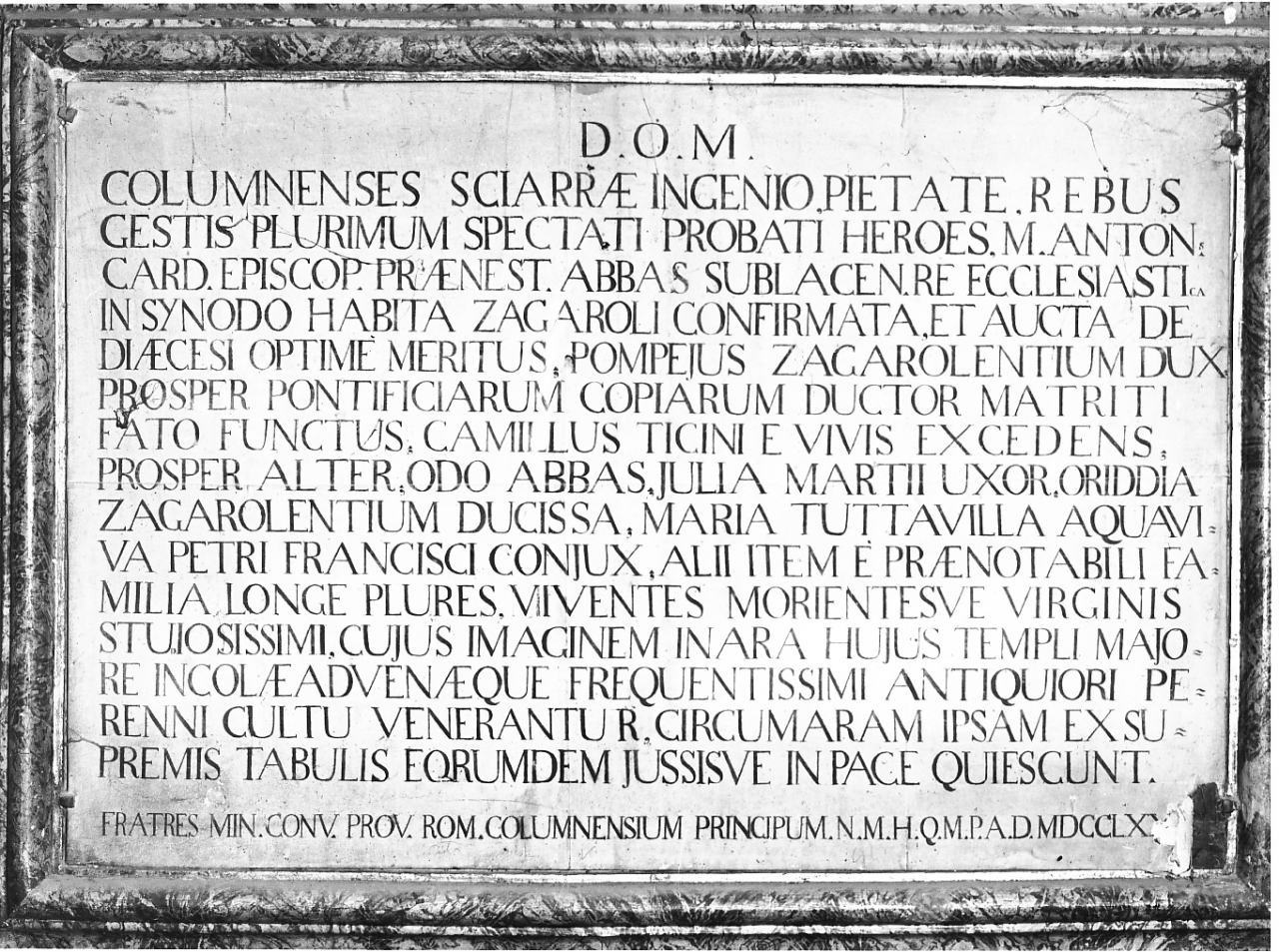 iscrizione (dipinto, opera isolata) - ambito laziale (sec. XVIII)
