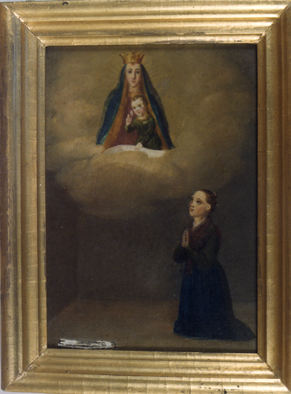 Devota in preghiera davanti alla Madonna col Bambino (dipinto) - ambito trentino (sec. XIX)