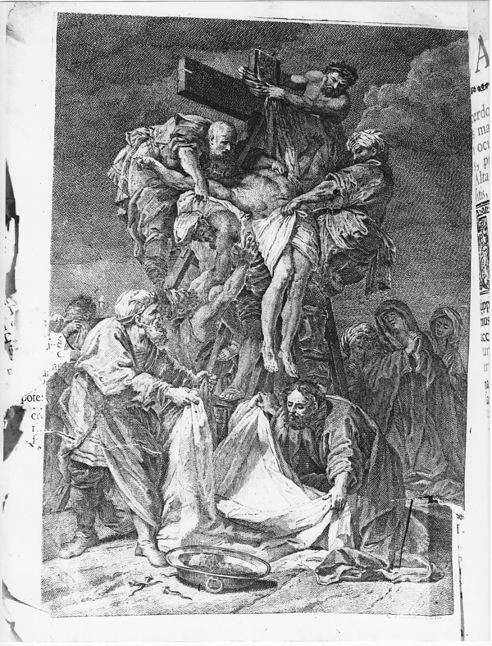 deposizione di Cristo dalla croce (stampa) di Leonardis Jacopo (attribuito) (sec. XVIII)