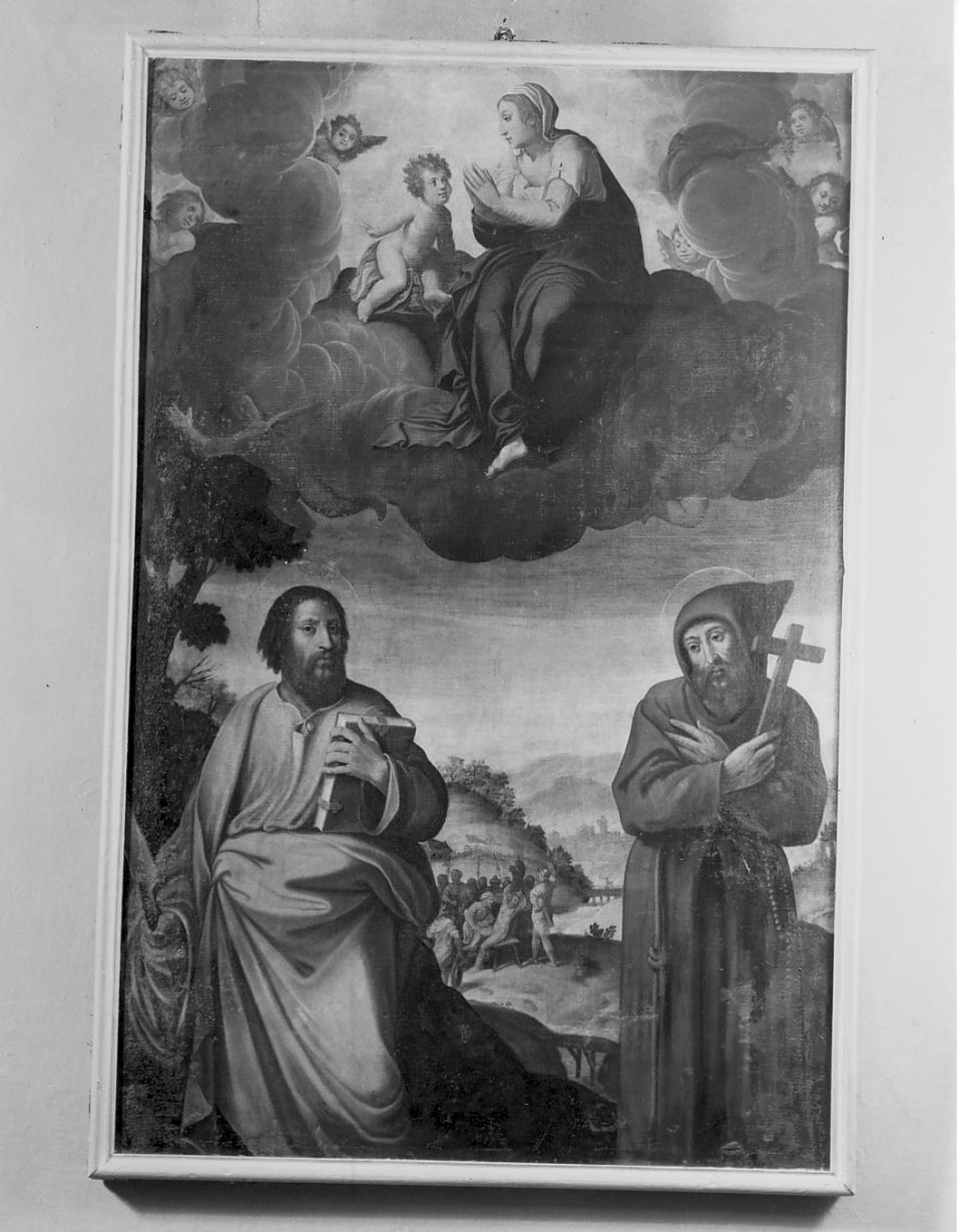 Madonna con Bambino e altri personaggi (dipinto, opera isolata) - ambito lombardo (seconda metà sec. XVI)
