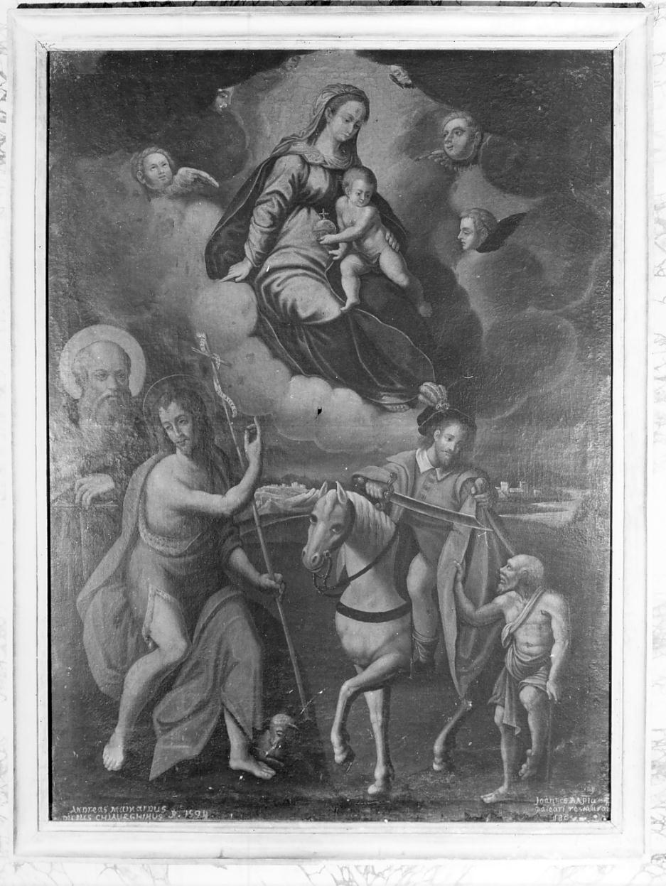 Madonna con Bambino e Santi (dipinto, opera isolata) di Mainardi Andrea detto Chiaveghino (sec. XVI)
