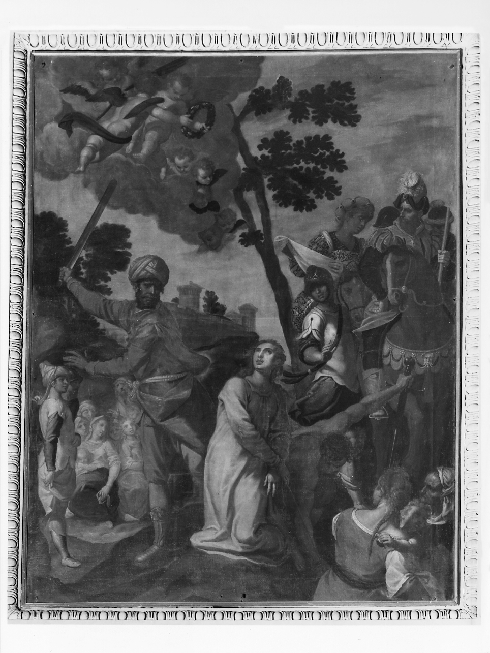 decapitazione di Santa Barbara (dipinto, elemento d'insieme) di Gandino Antonio (sec. XVII)