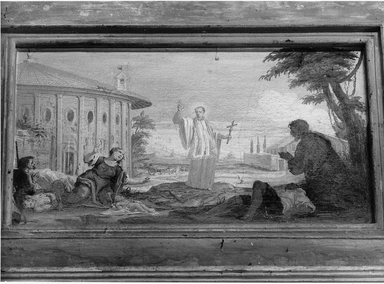 San Luigi Gonzaga visita gli appestati (dipinto) - ambito mantovano (sec. XVII)