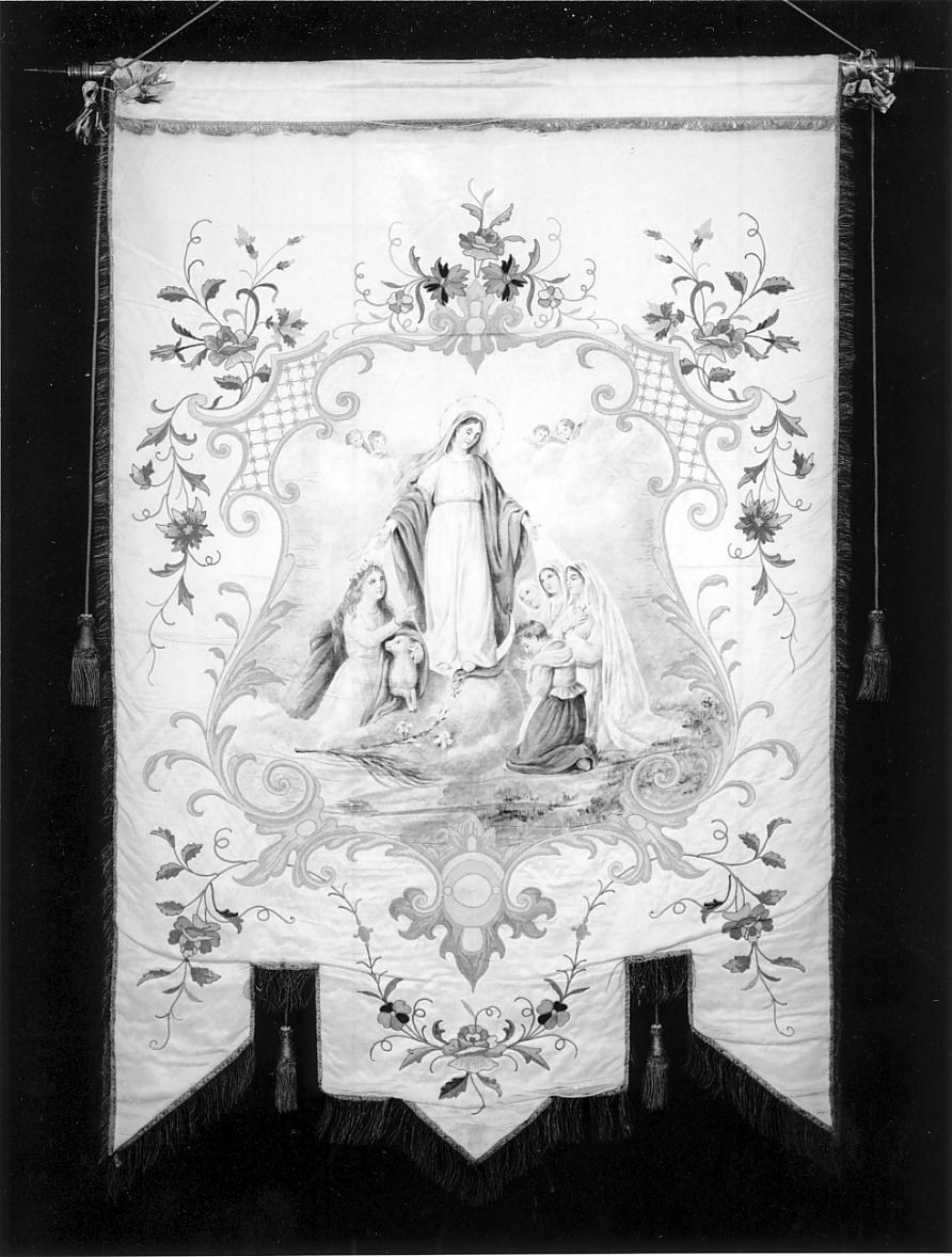 Madonna e Sant'Agnese (stendardo, opera isolata) - manifattura cremonese (secondo quarto sec. XX)