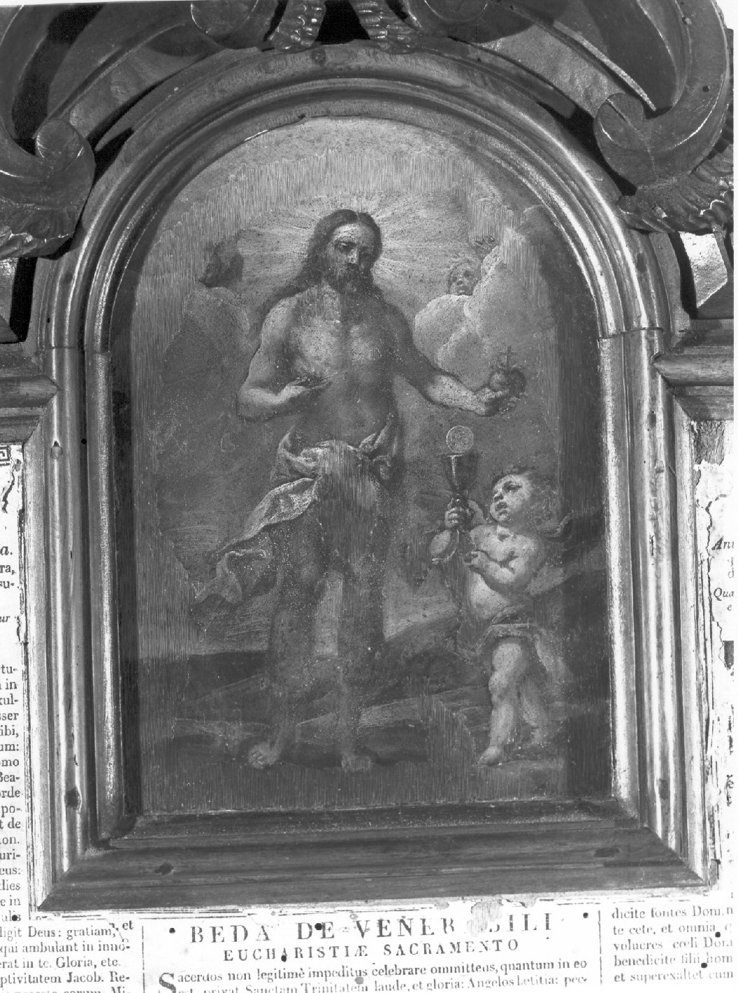 Cristo con sacro Cuore/ Angelo con simboli eucaristici (dipinto, elemento d'insieme) di Fabbri Pietro detto dell'Oboe (sec. XVIII)