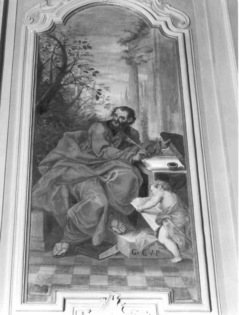 San Matteo e l'angelo (dipinto, elemento d'insieme) di Ghirlandini Giovanni (sec. XVIII)
