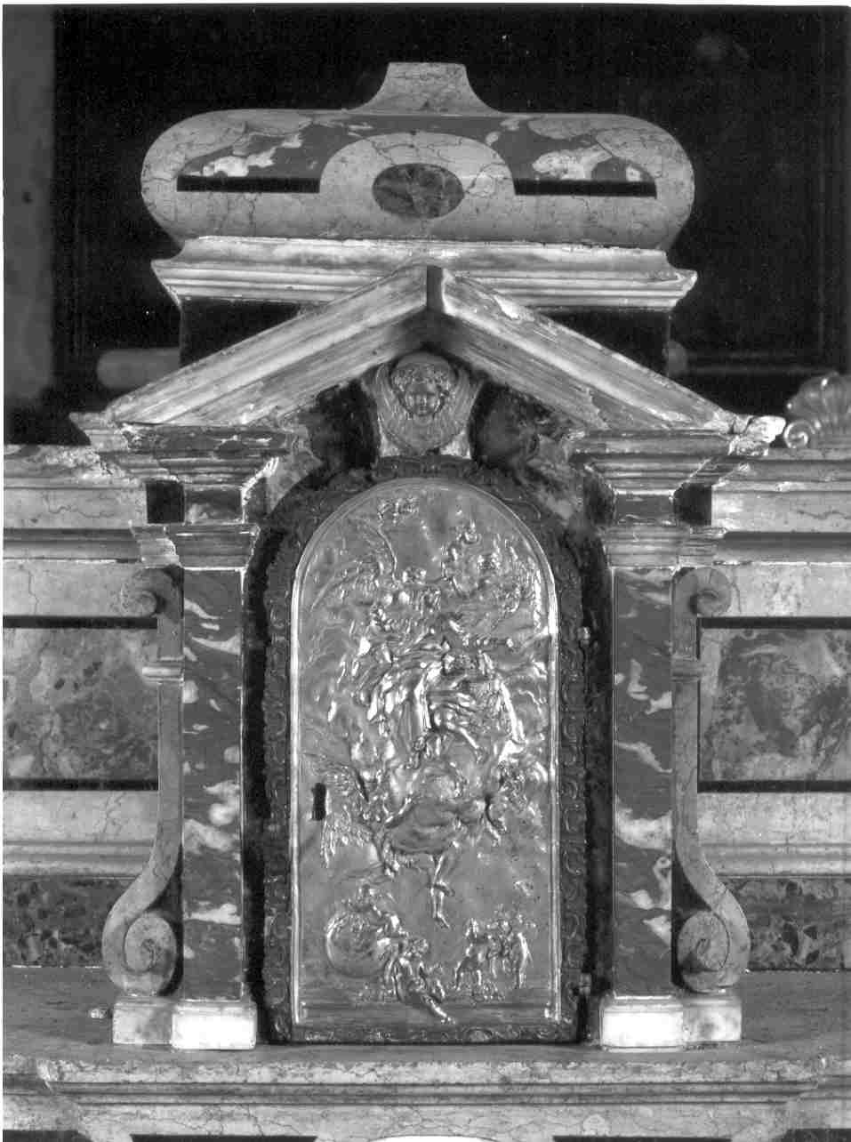 assunzione della Madonna (tabernacolo, elemento d'insieme) - bottega bresciana (prima metà sec. XVIII)